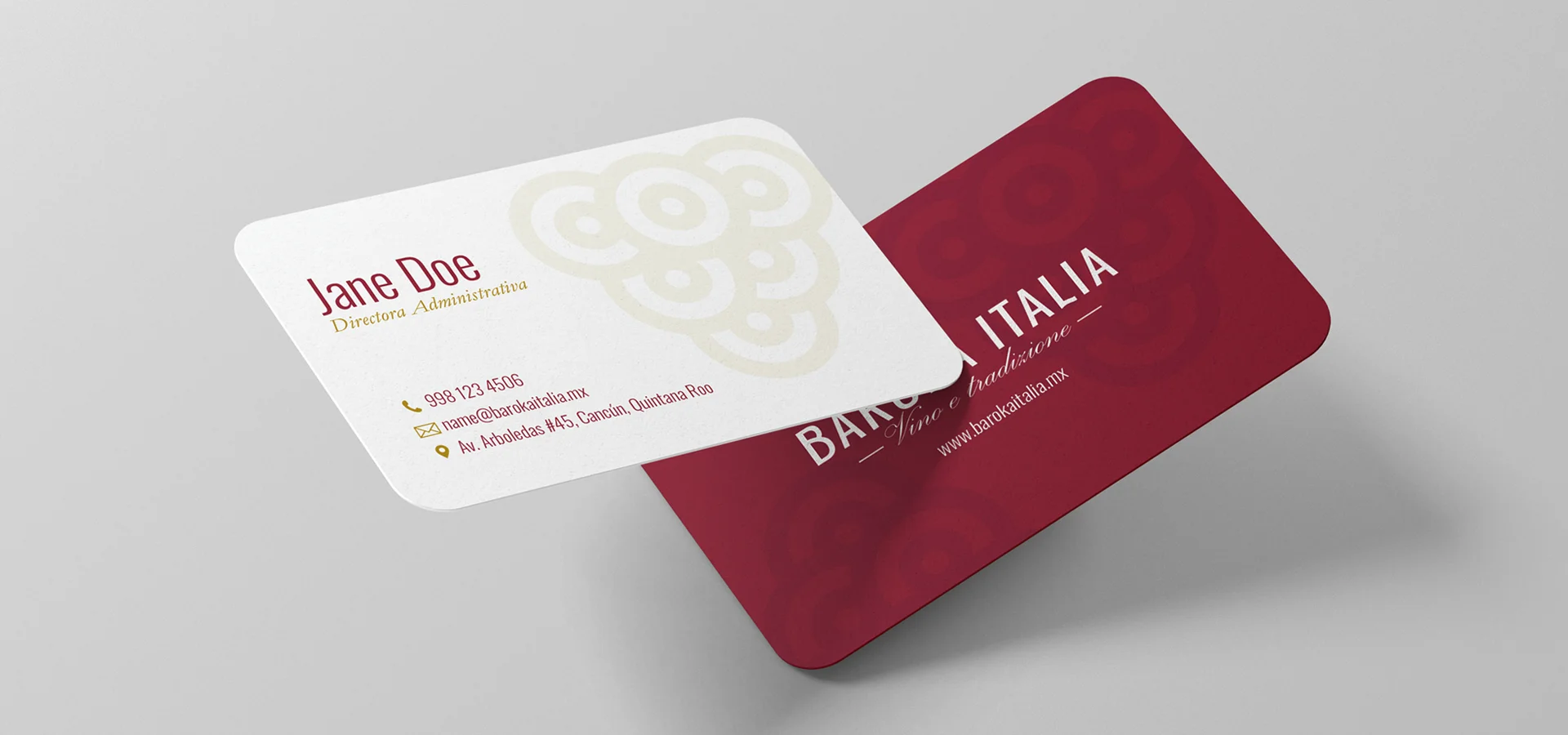 Tarjeta de presentación con diseño de marca para Baroka Italia por Aditivo Agencia en Cancún México