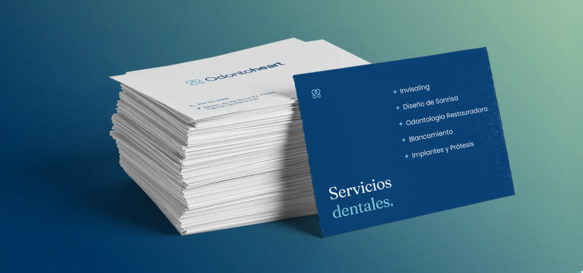 Tarjeta de presentación con rediseño de marca para Odontoheart por Aditivo Agencia en Cancún México