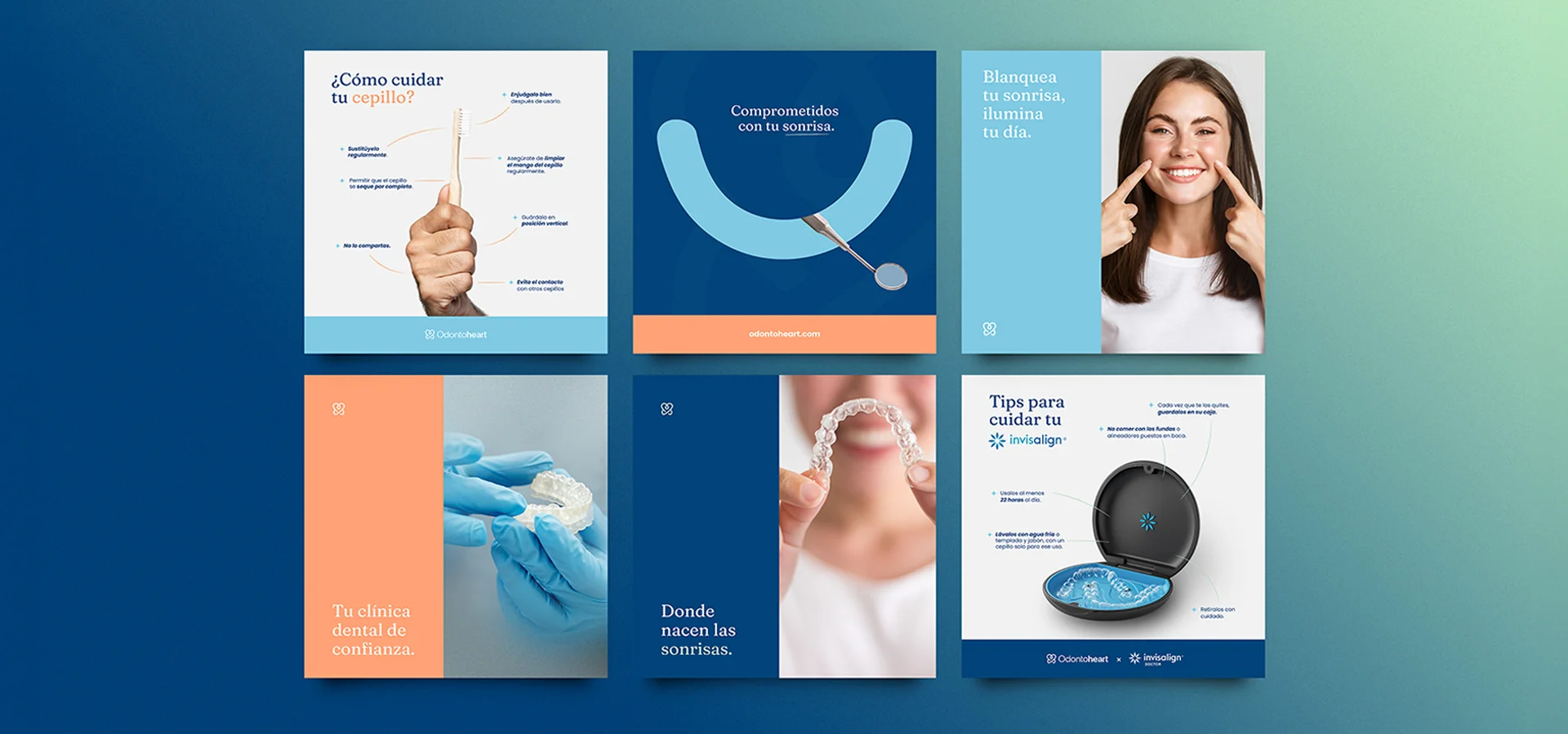 Redes sociales con rediseño de marca para Odontoheart por Aditivo Agencia en Cancún México