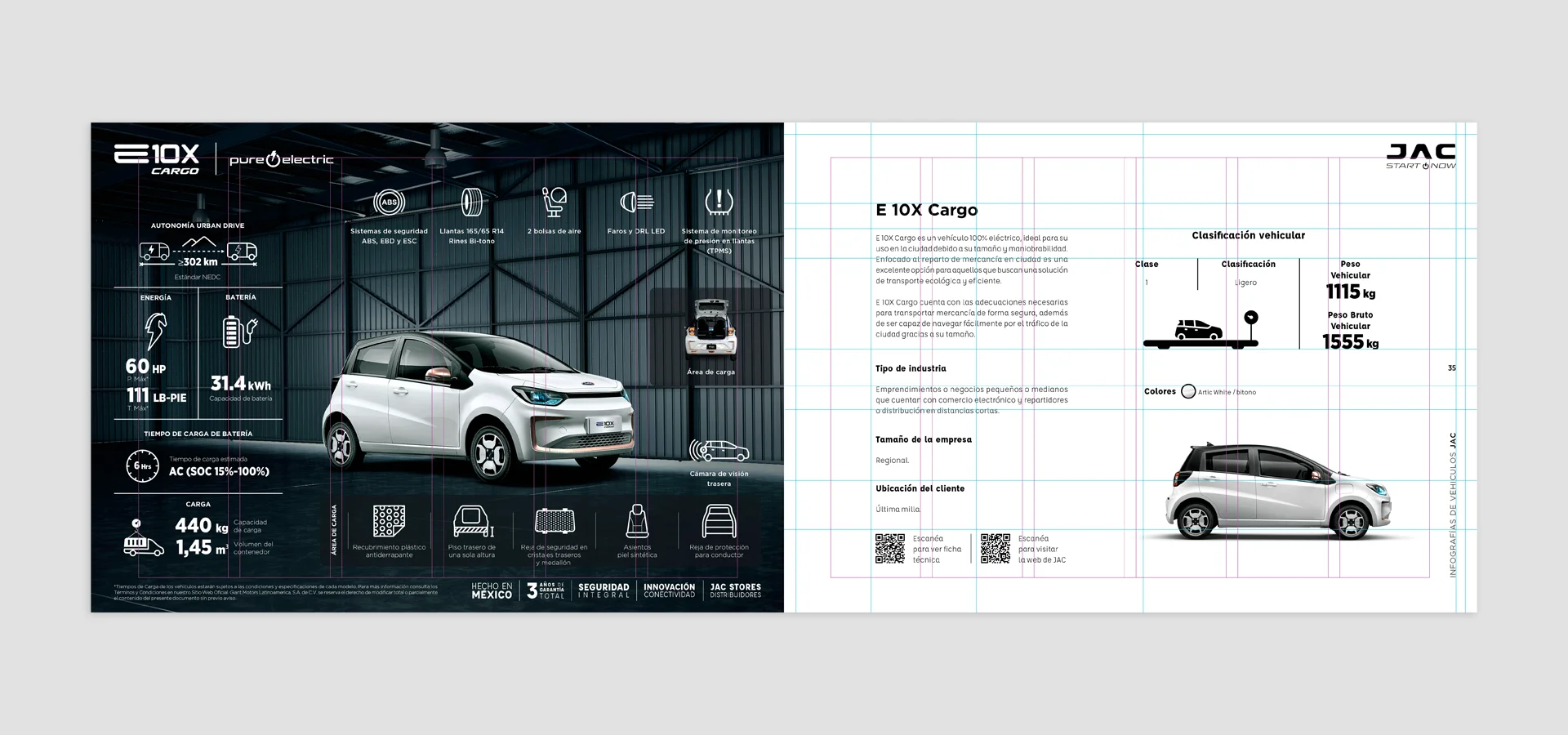 Diseño editorial de Catálogo de vehículos comerciales JAC México con premio Anuaria México por Aditivo Agencia en México