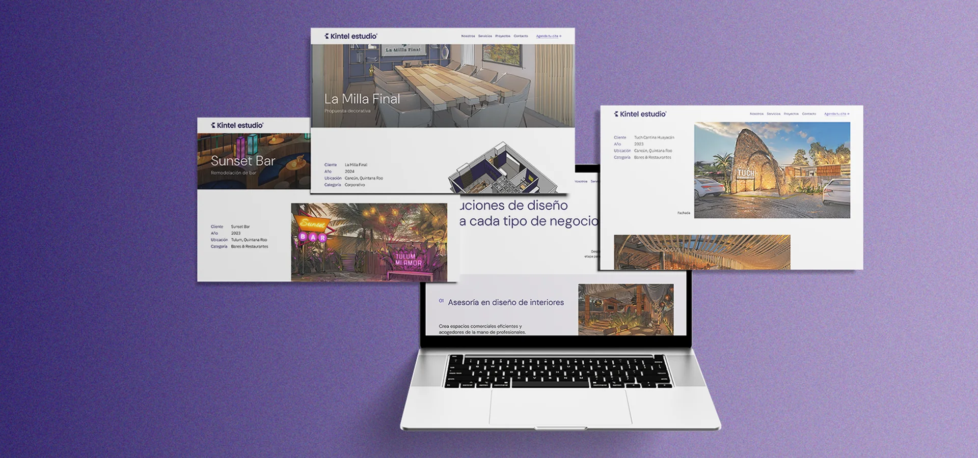 Diseño web con naming y rediseño de marca de Kintel Estudio por Aditivo Agencia en Cancún México