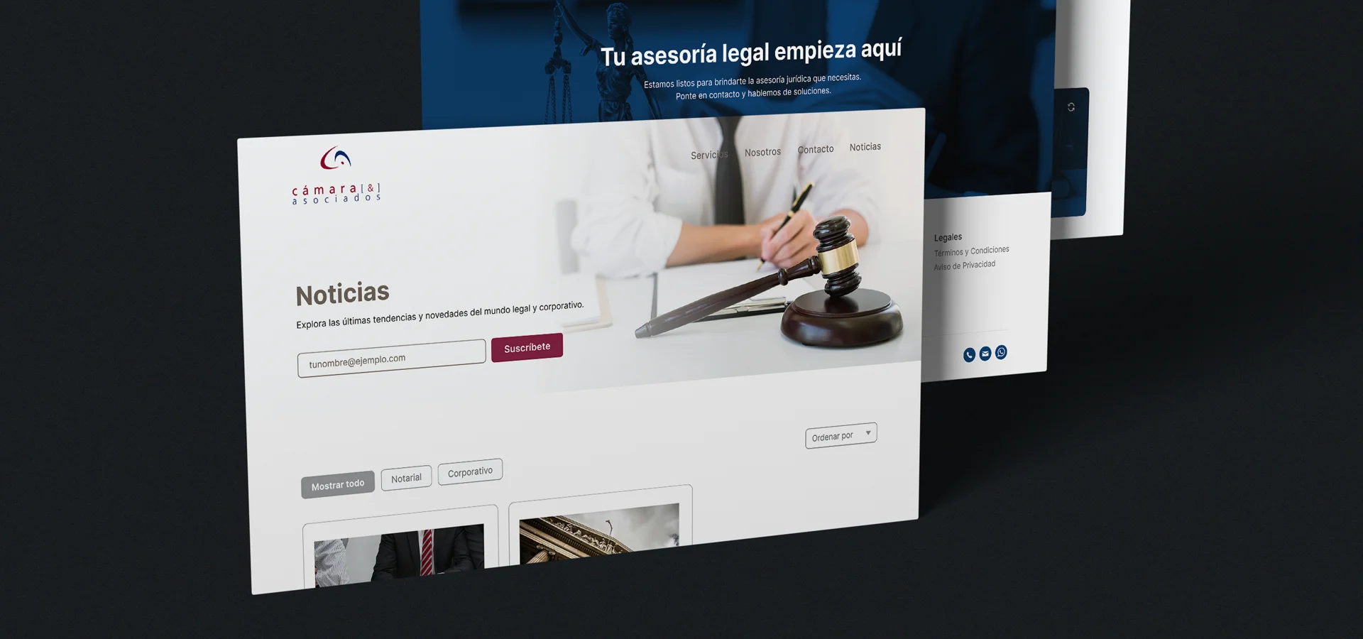 Diseño web para Cámara & Asociados con premio OX México por Aditivo Agencia en Cancún, México