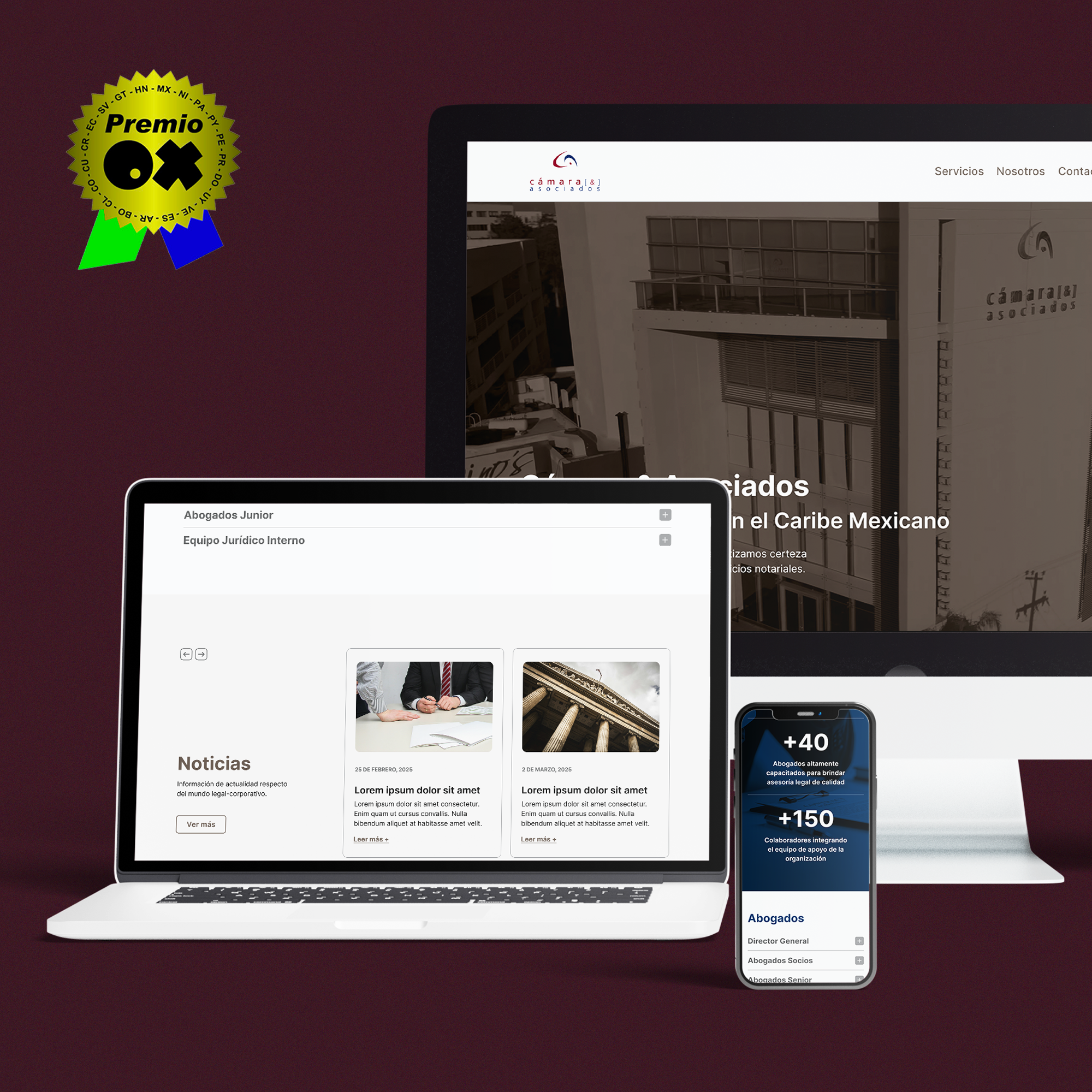 Diseño web para Cámara & Asociados con premio OX México por Aditivo Agencia en Cancún, México