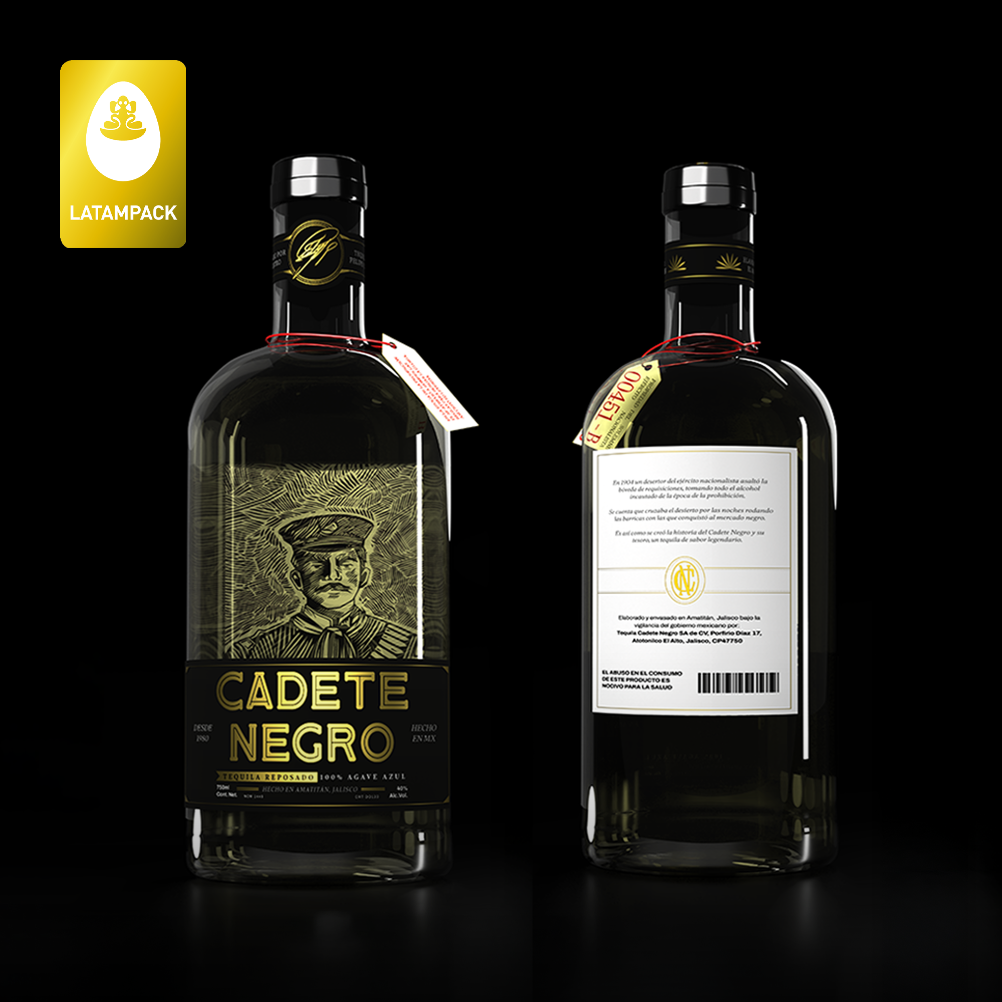 Naming, diseño de marca y diseño de empaque para Cadete Negro con premio LATAMPACK por Aditivo Agencia en México