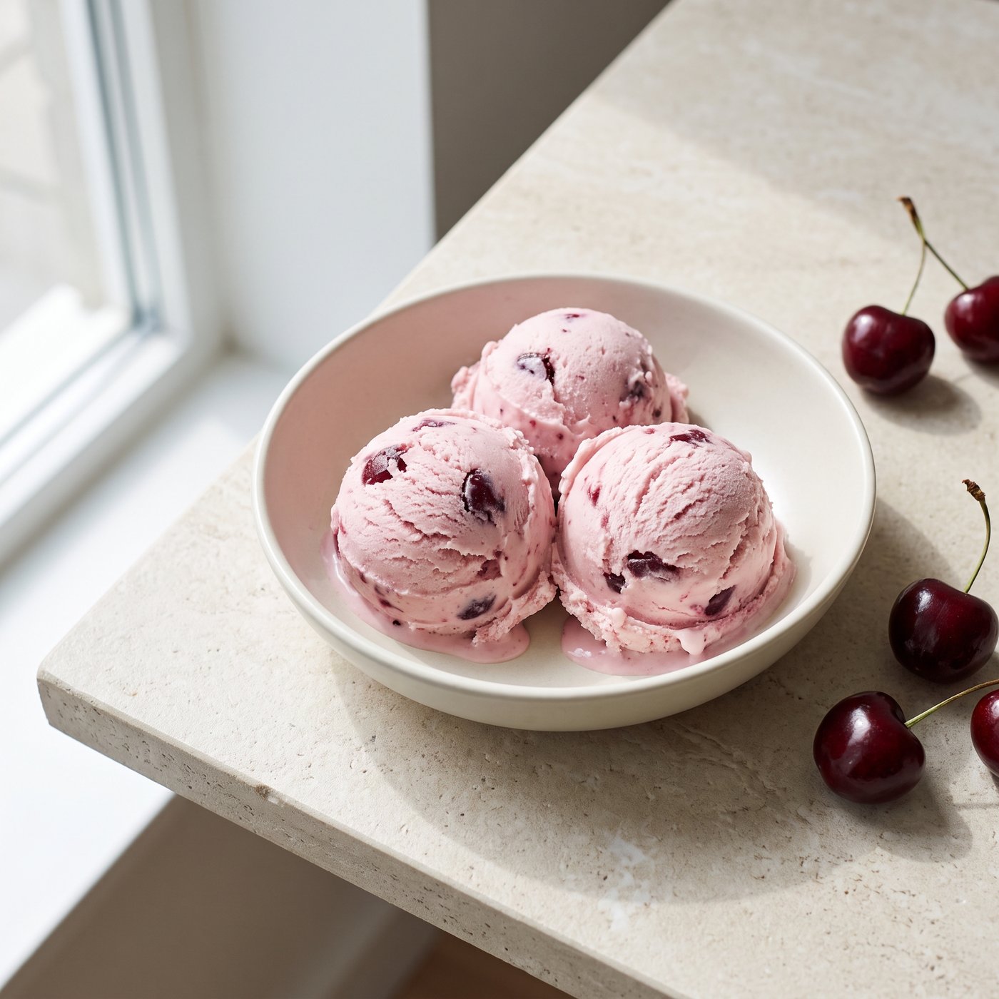 Cherry ice cream made with IQF cherries