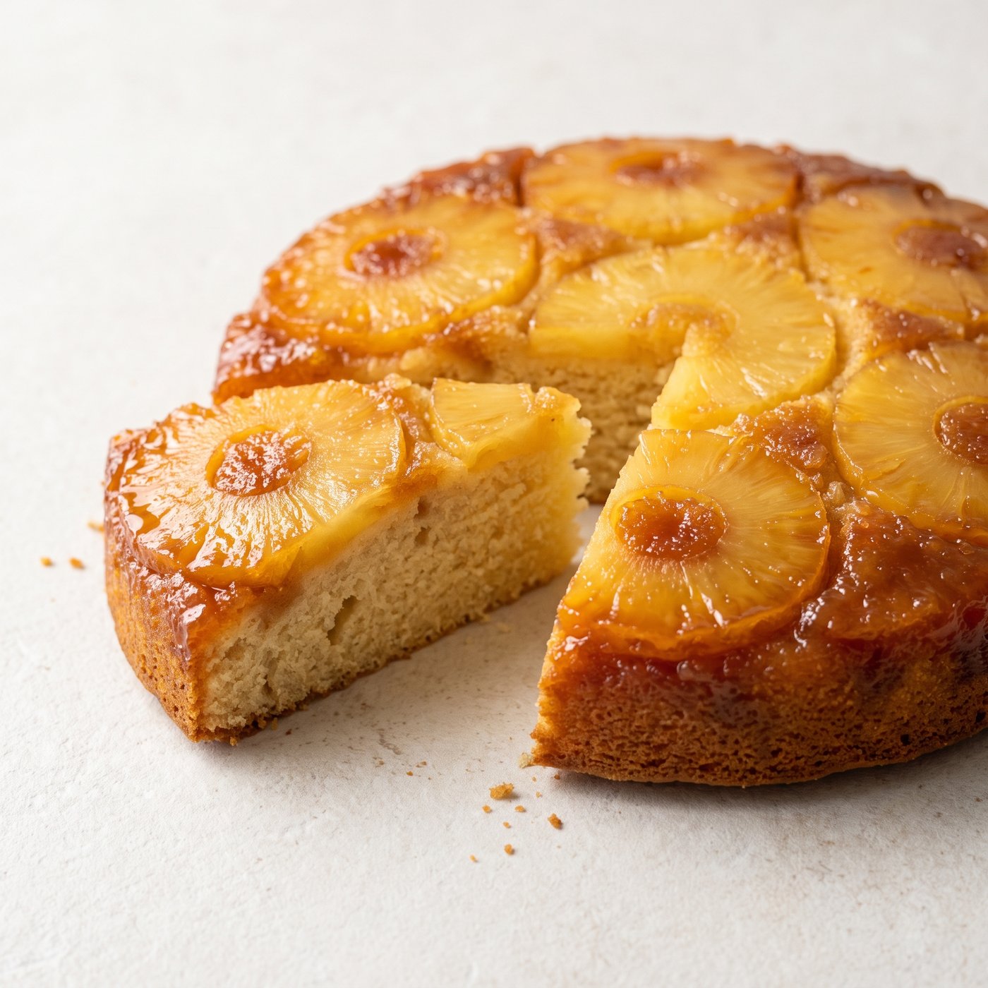 Upside-down pineapple cake made with IQF pineapple