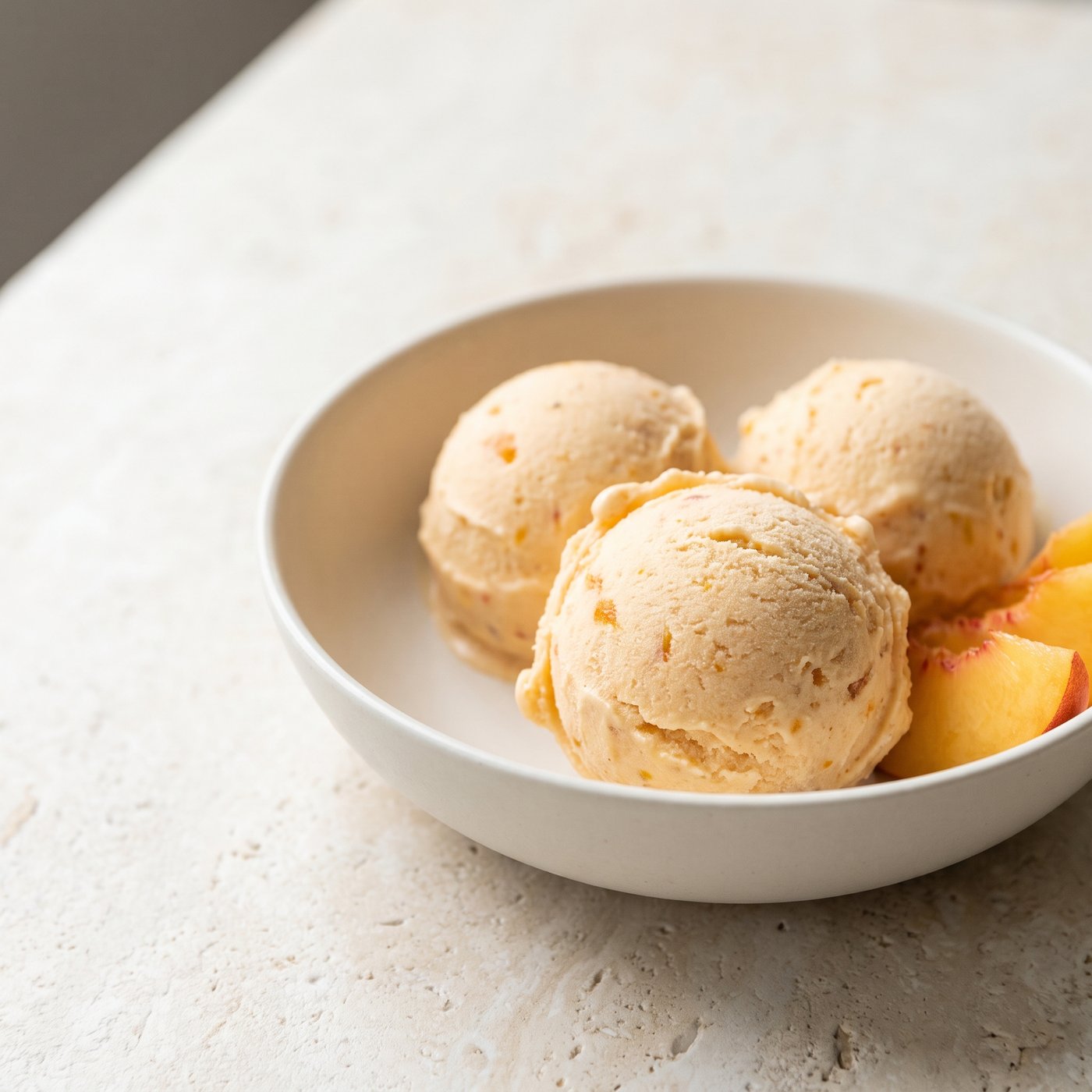 Peach ice cream made with IQF peaches