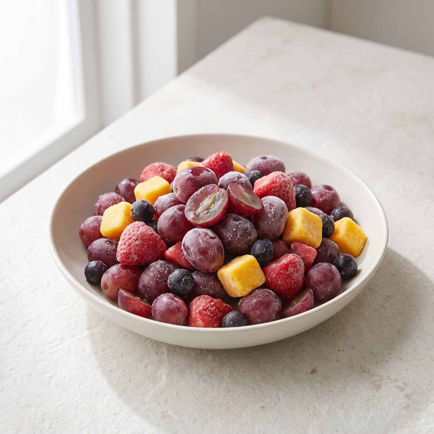 Frozen fruit blend made with IQF grapes