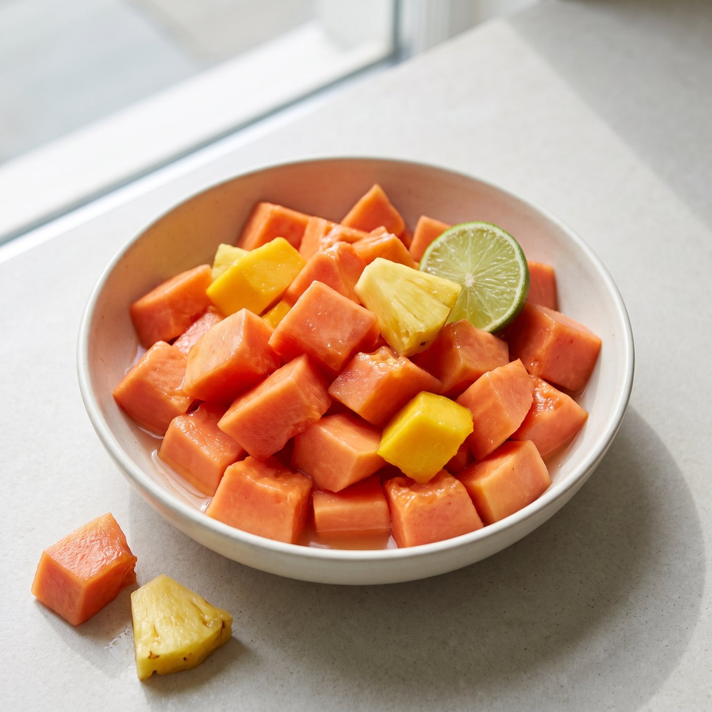 Fruit bowl made with IQF papaya