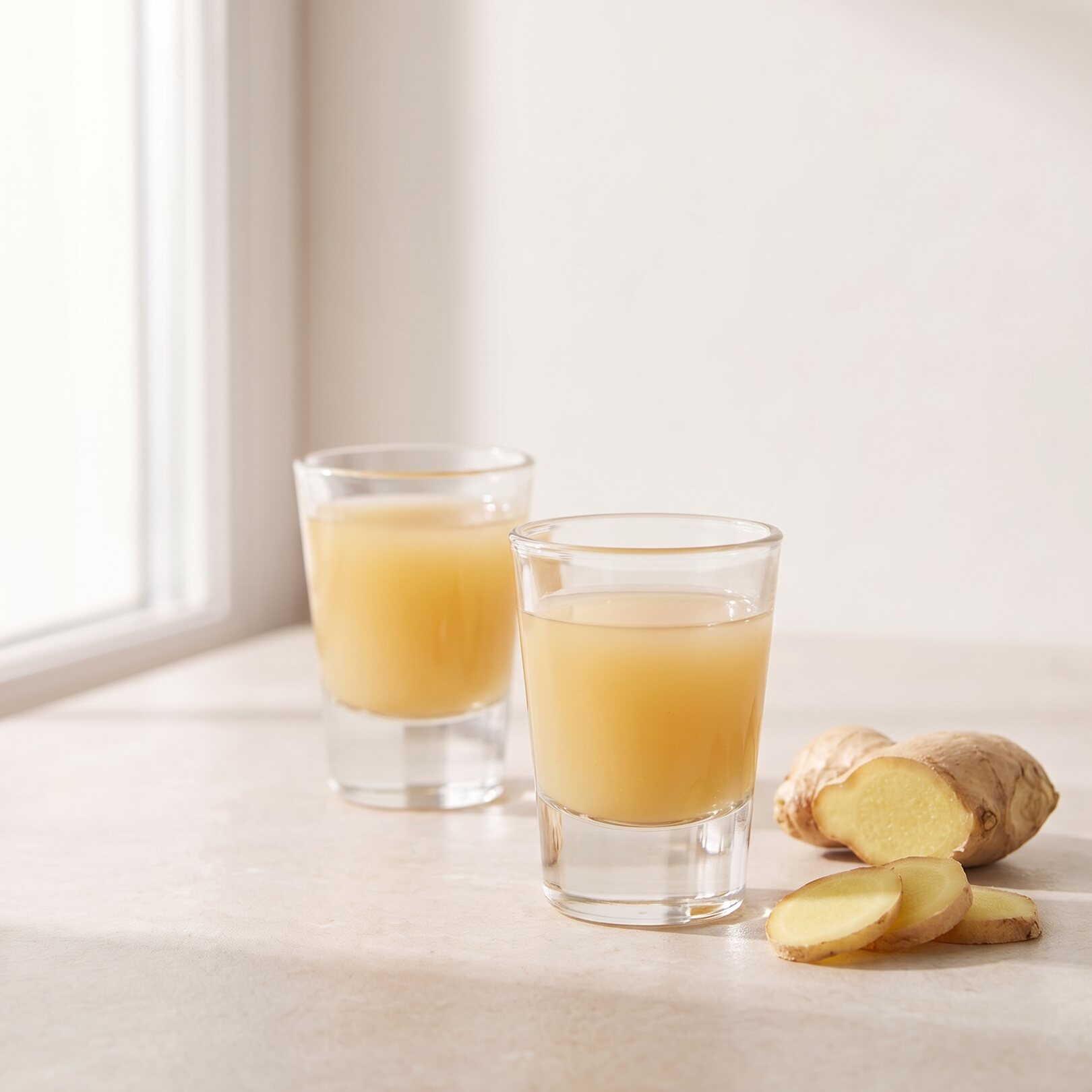 Ginger shots made with ginger
