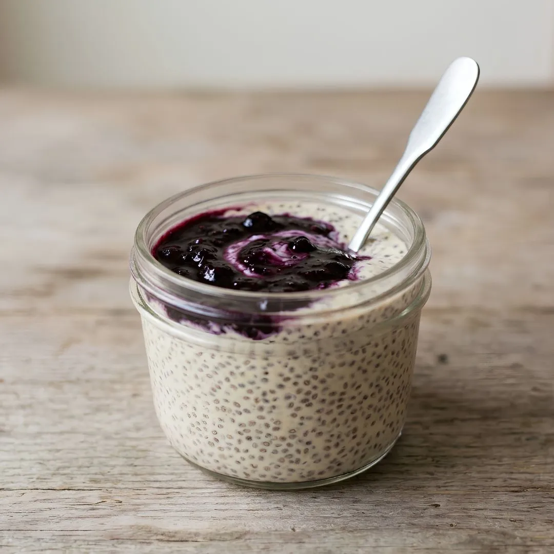 Blueberry chia pudding made with frozen blueberries