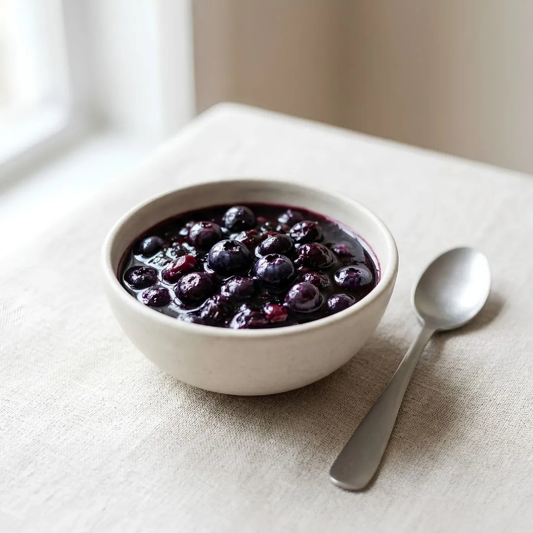 Blueberry balsamic compote made with frozen blueberries