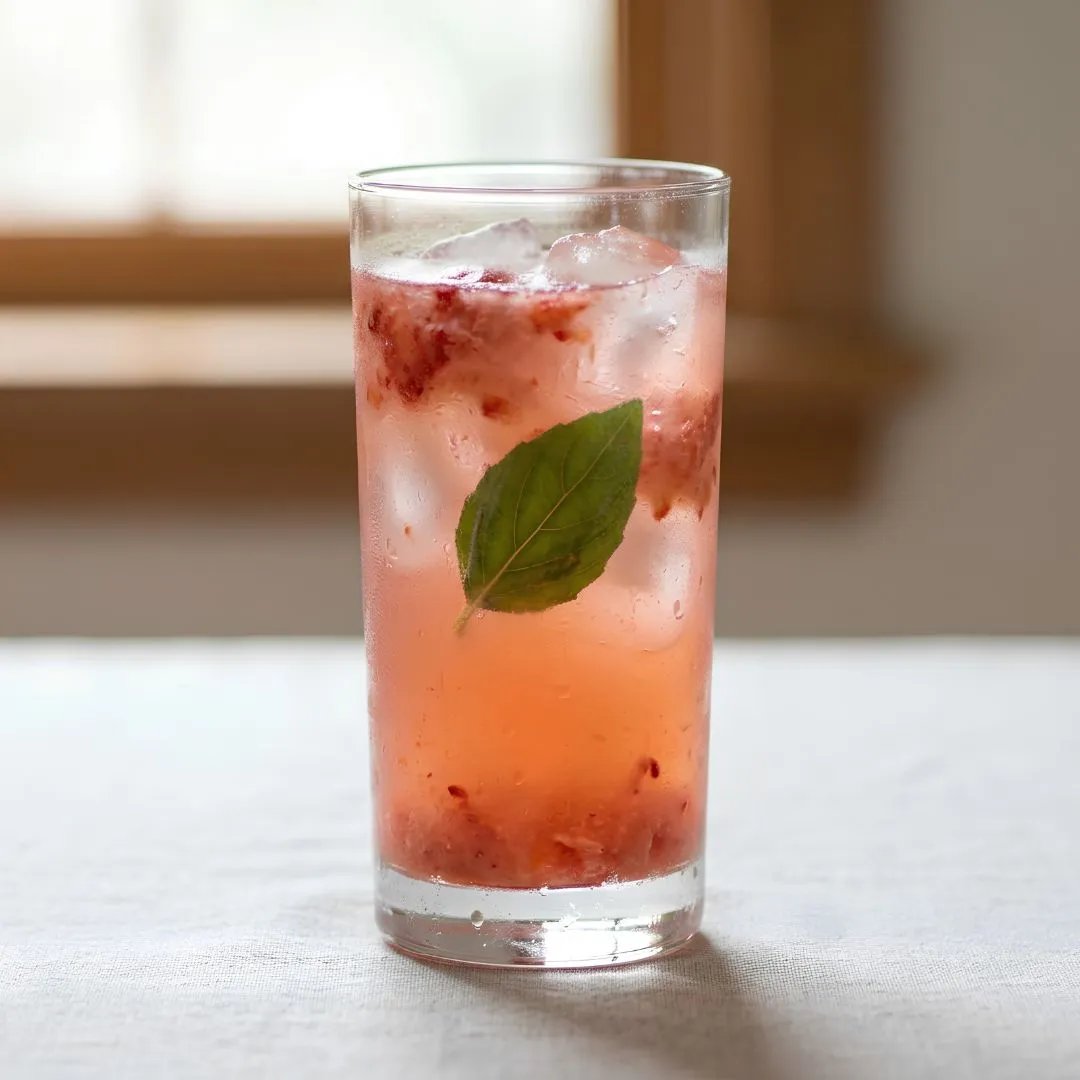 Strawberry basil agua fresca made with frozen strawberries