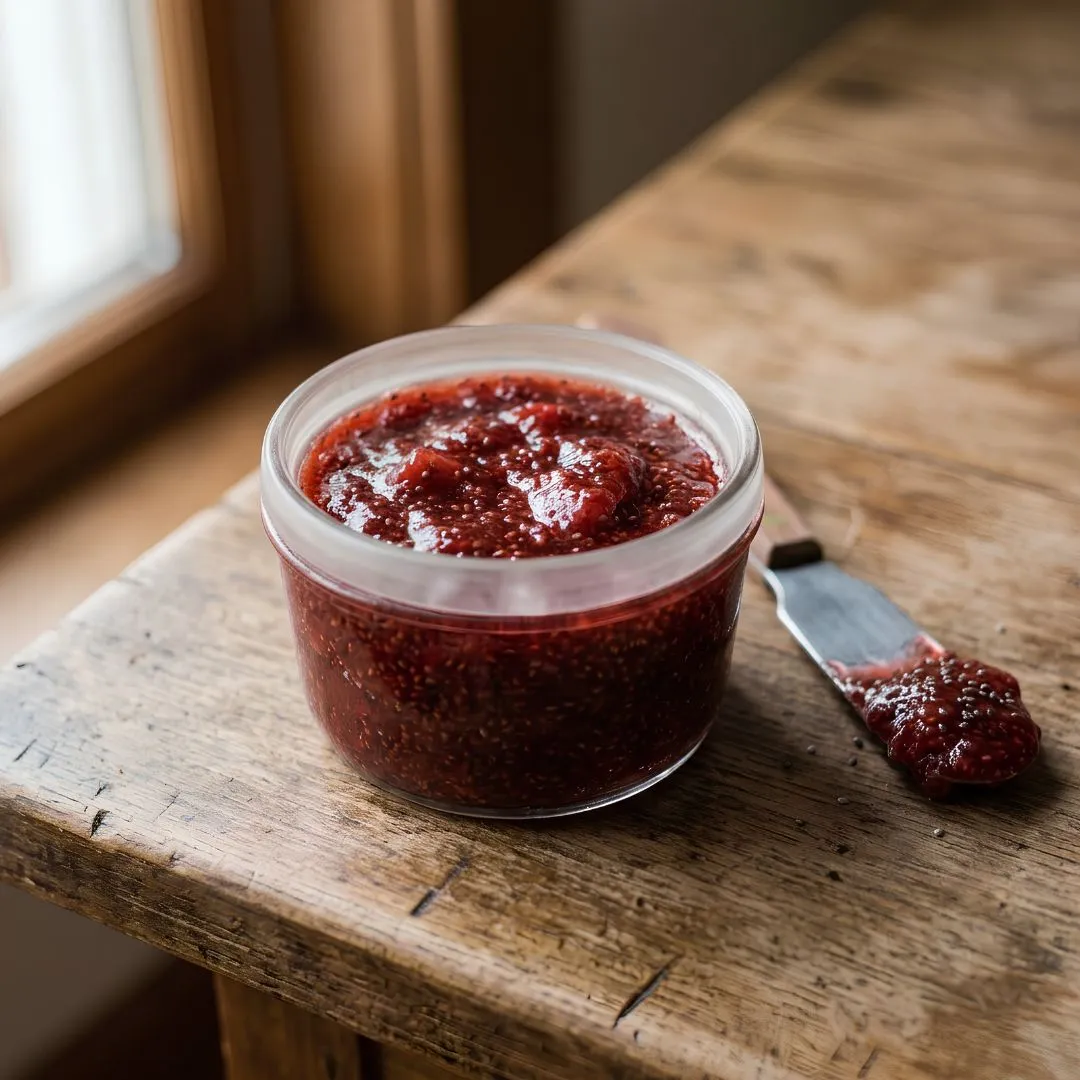 Strawberry chia jam made with frozen strawberries
