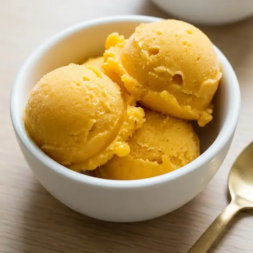Mango sorbet made with frozen mango