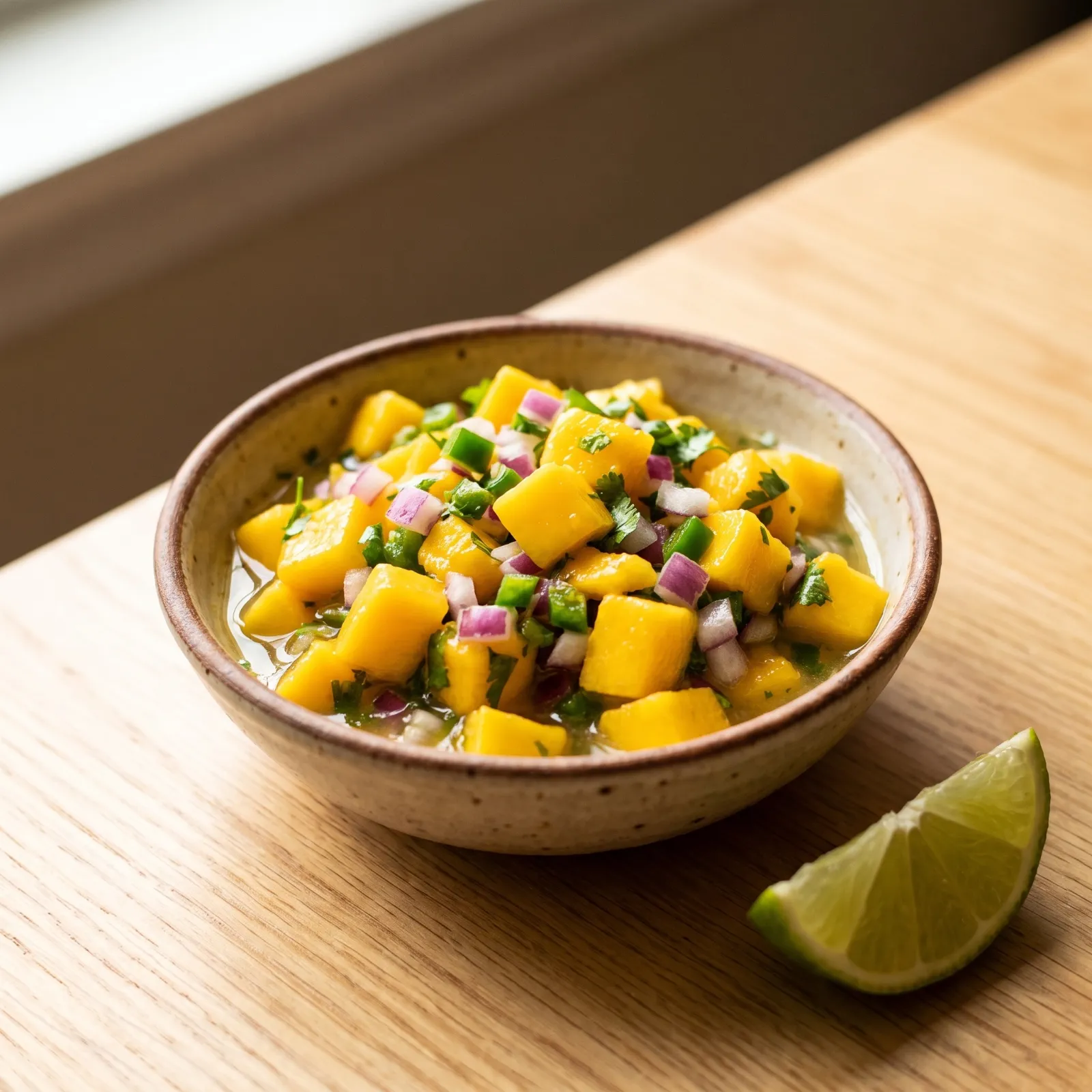 Mango salsa made with frozen mango