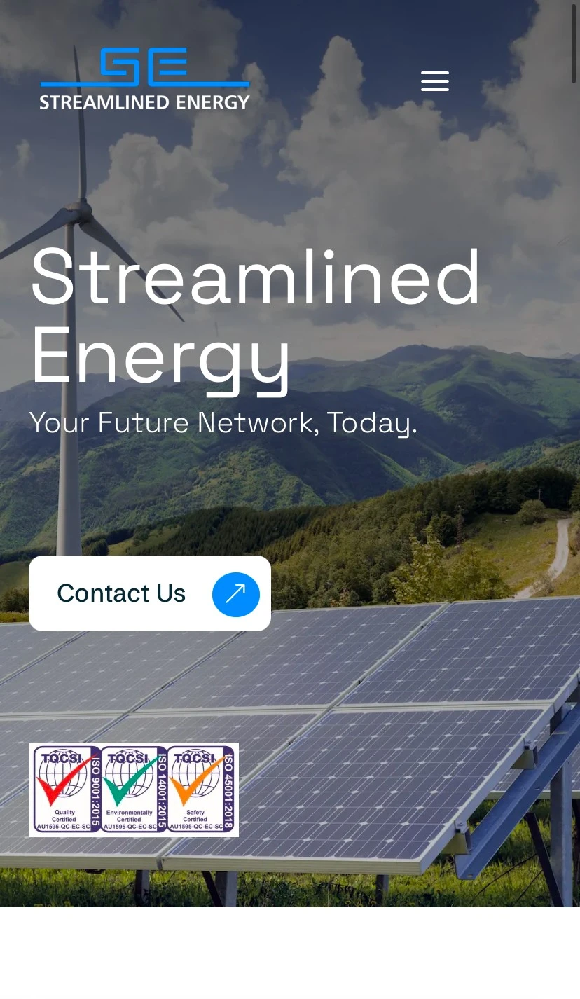 Mobile website design for Streamlined Energy by Adcraft Studio.