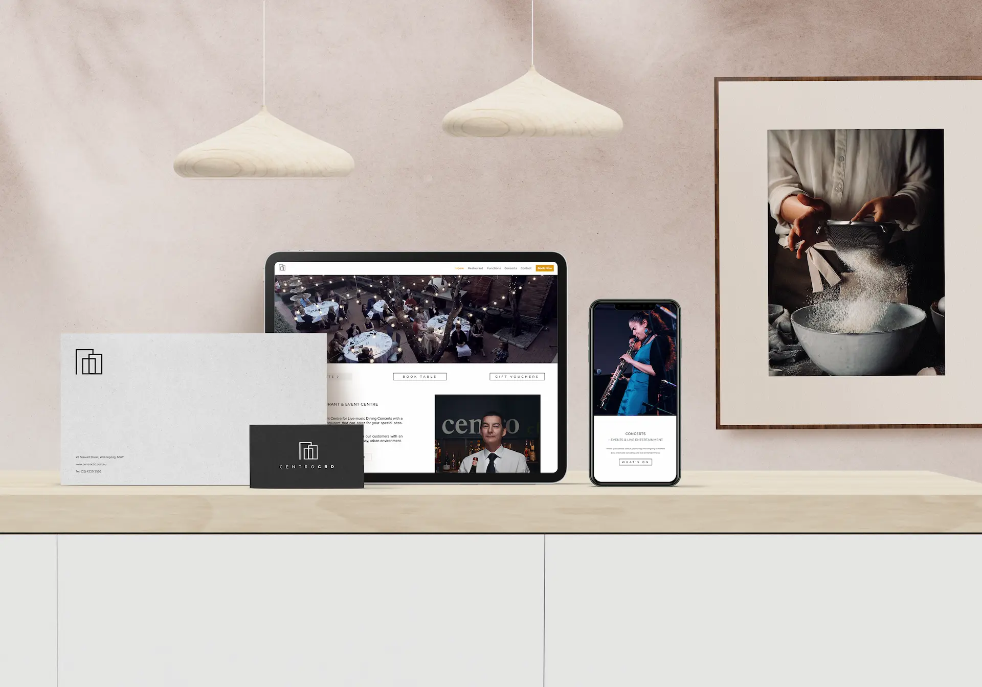 Branding mockup for Centro by Adcraft Studio.