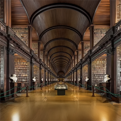 giant conceptual image of a book library