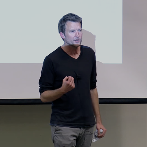 Professor lecturing in Stanford University