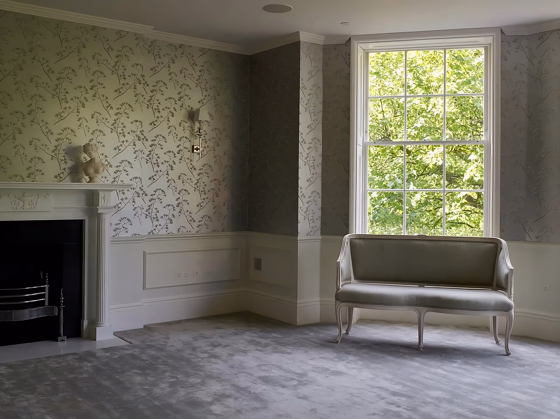 Silk wallcovering installation in Westminster residence by Bellefair