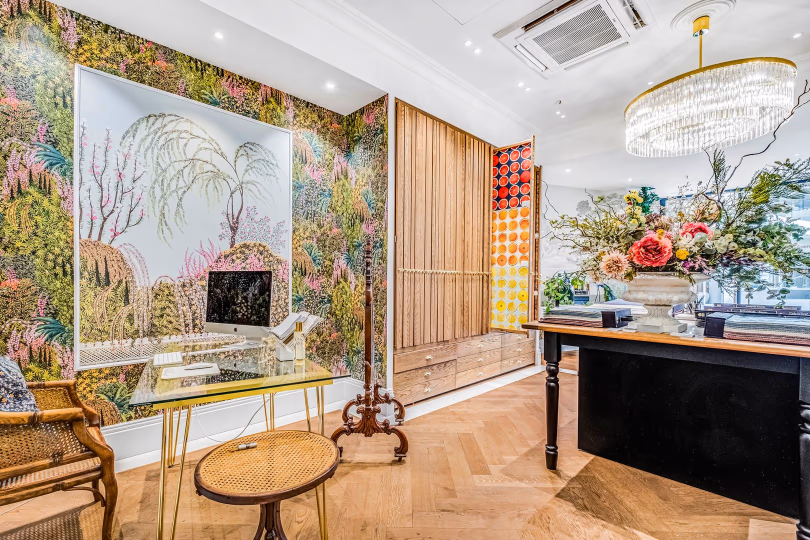 Cole & Son showroom wallpaper installation – commercial wallpaper installers London