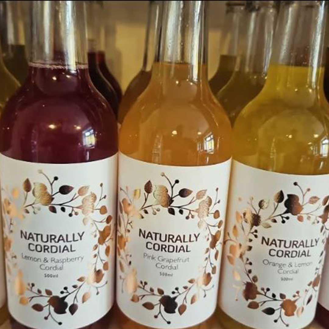 Cordials on display in Roots Farm shop