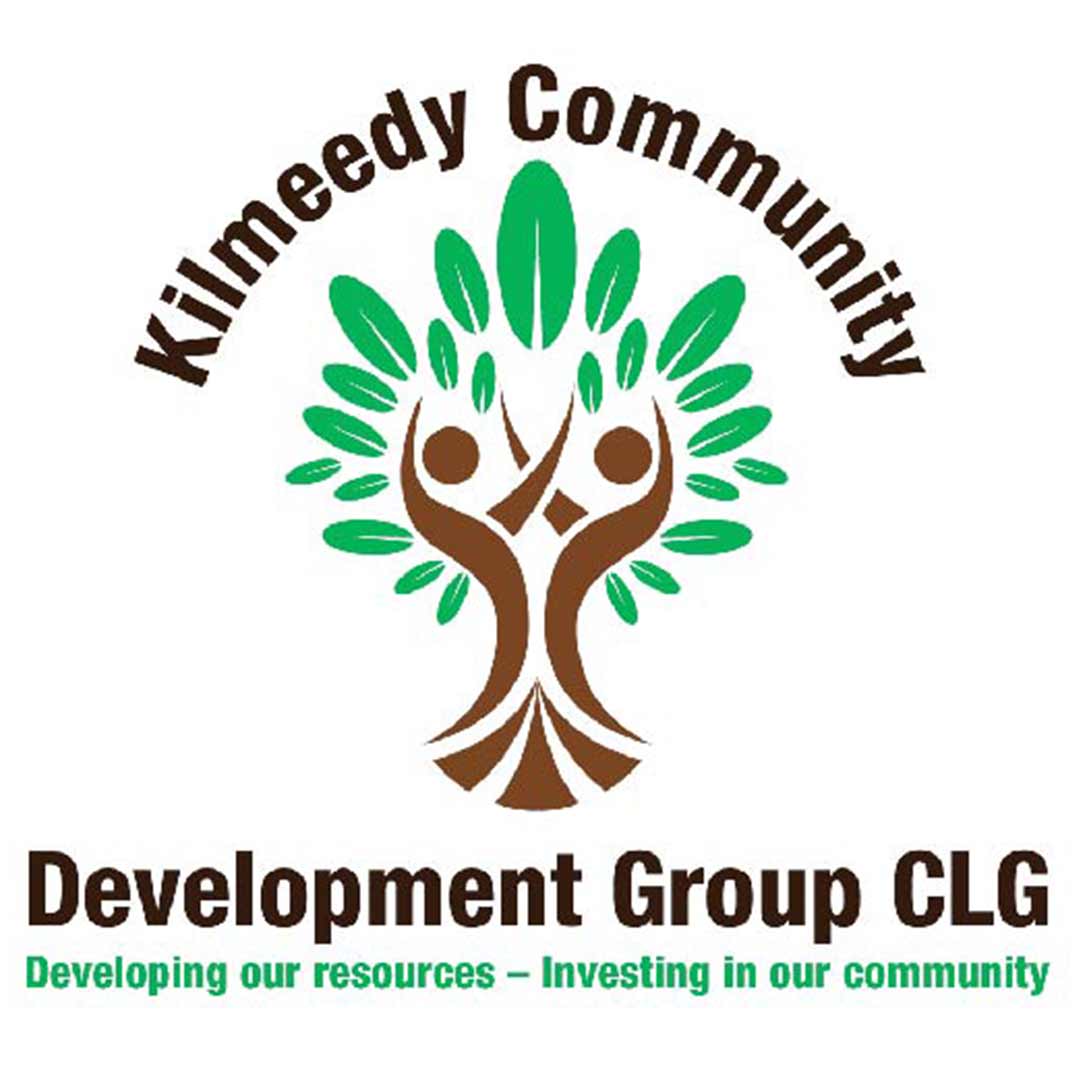 Logo for the Kilmeedy Community Development Group - a tree with human features