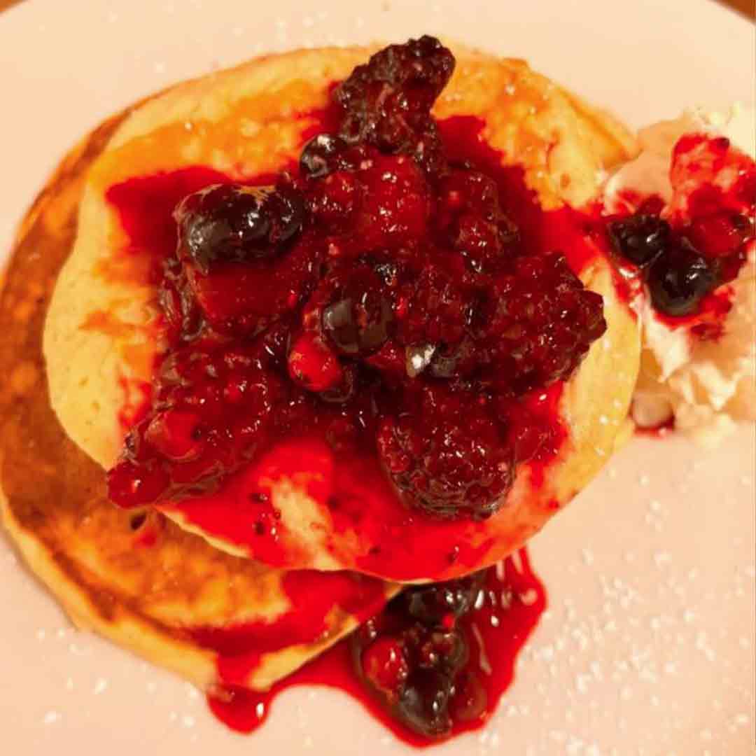 American style pancakes with summer berries