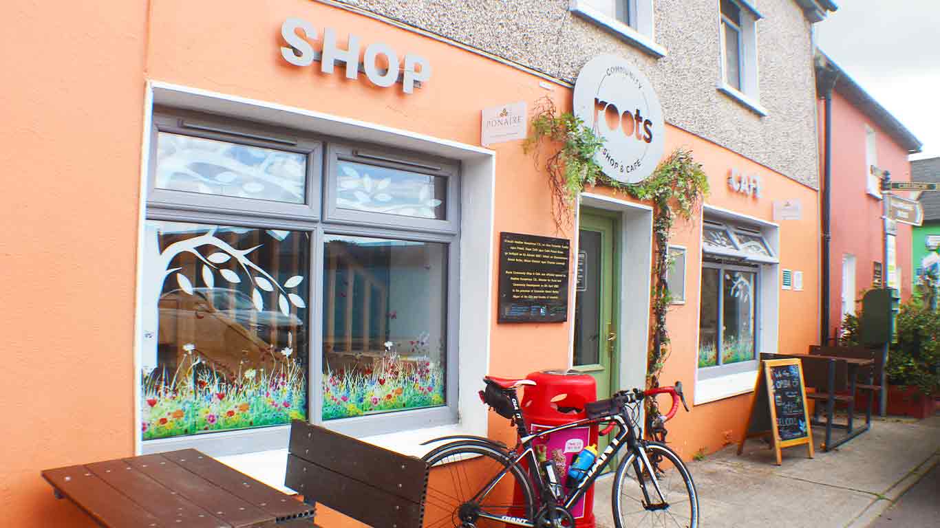 A photograph of the front view Roots Shop & Café