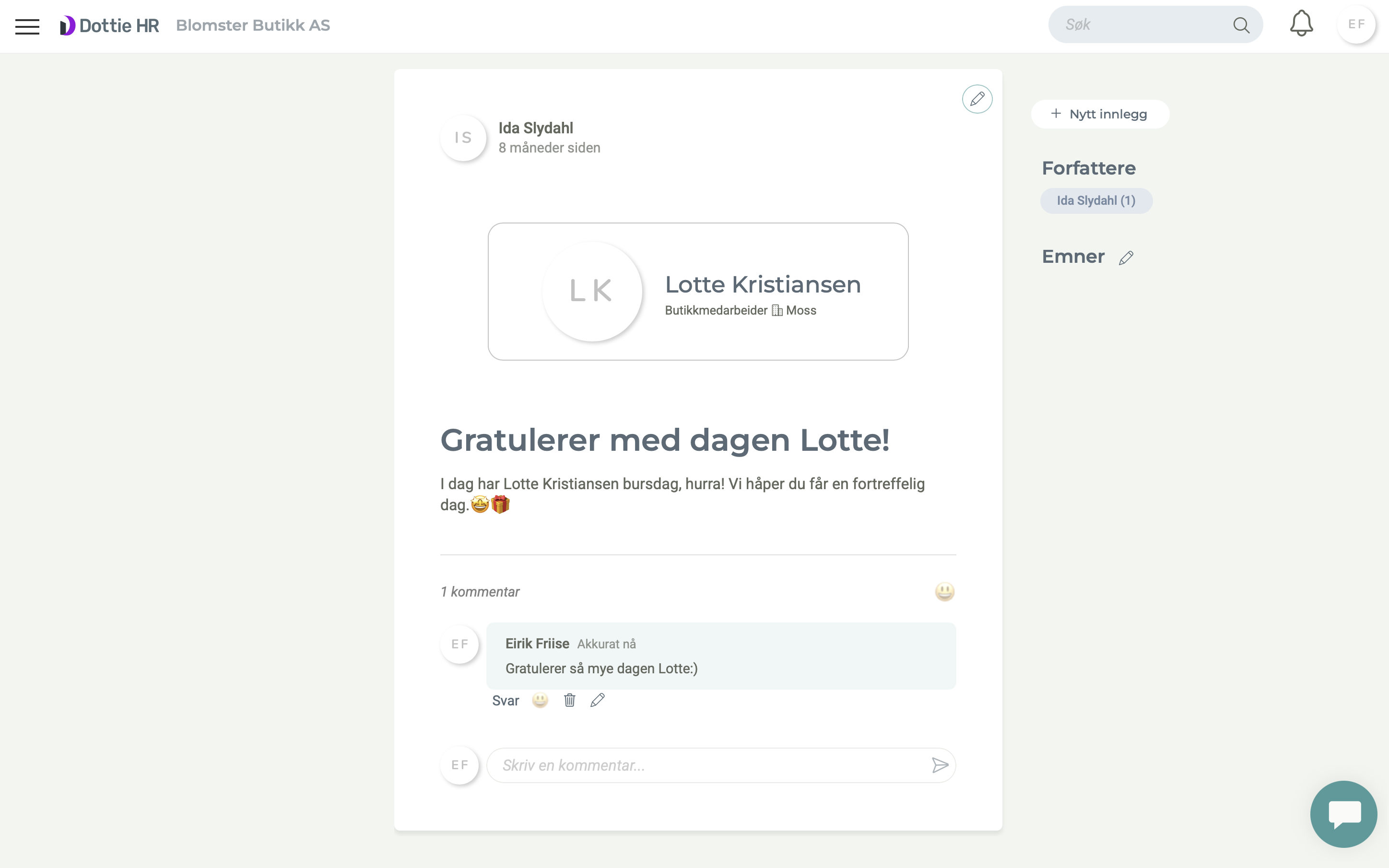 Dottie HR - Nyhetsvegg