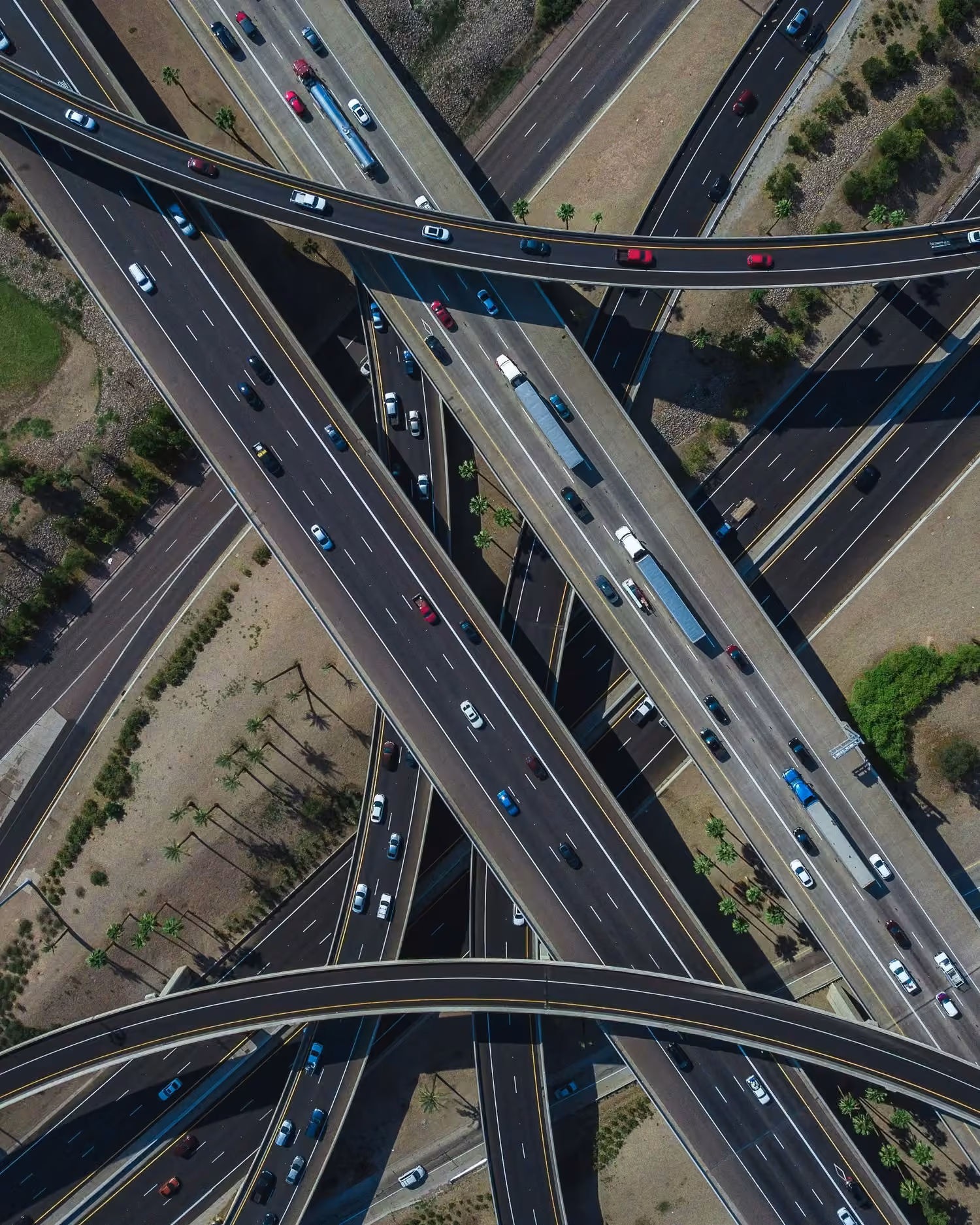 A birds eye view of roads showing Langham Hall servicing Infrastructure clients