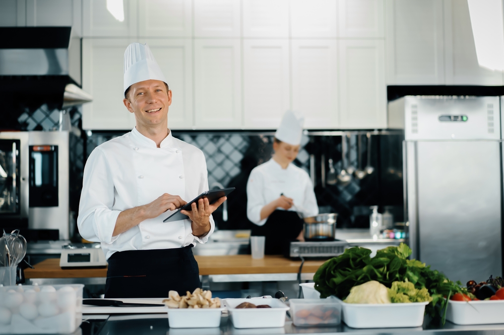 Chef checking the available ingredients