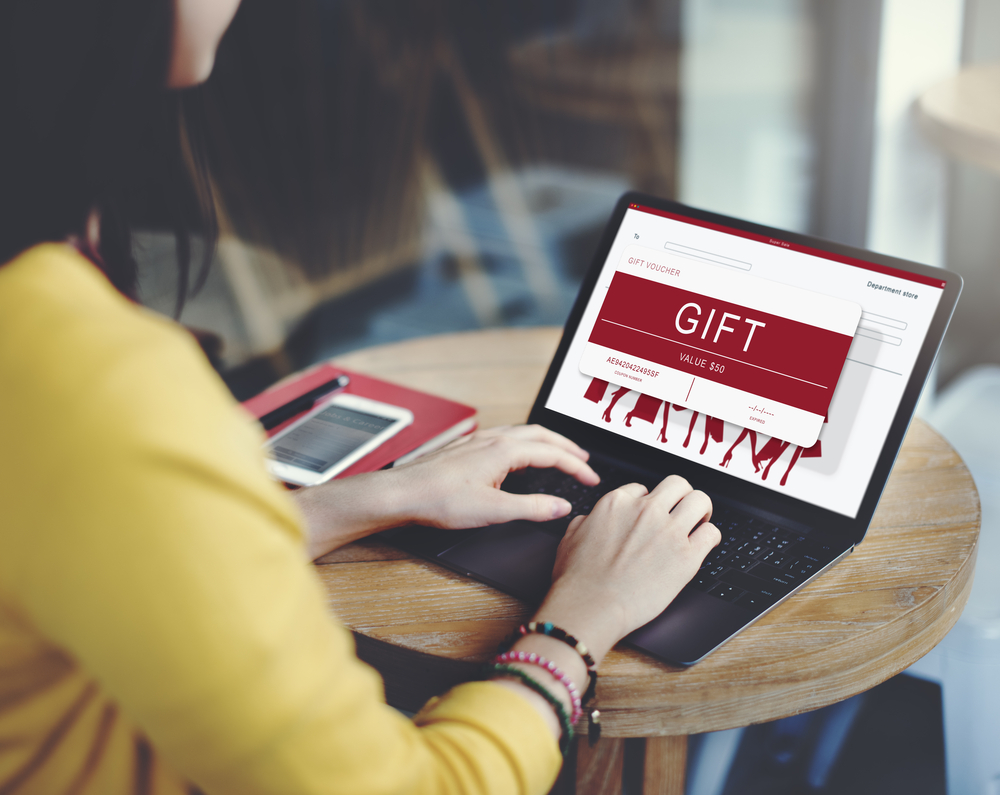 A customer using a gift card online