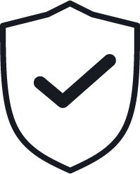 Shield icon with a checkmark symbolizing security or protection.