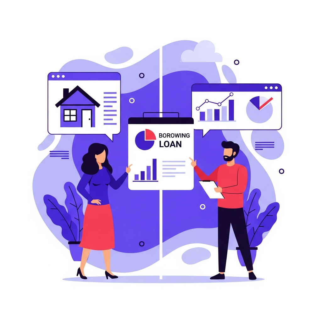 Couple reviewing borrowing amount for a home loan.