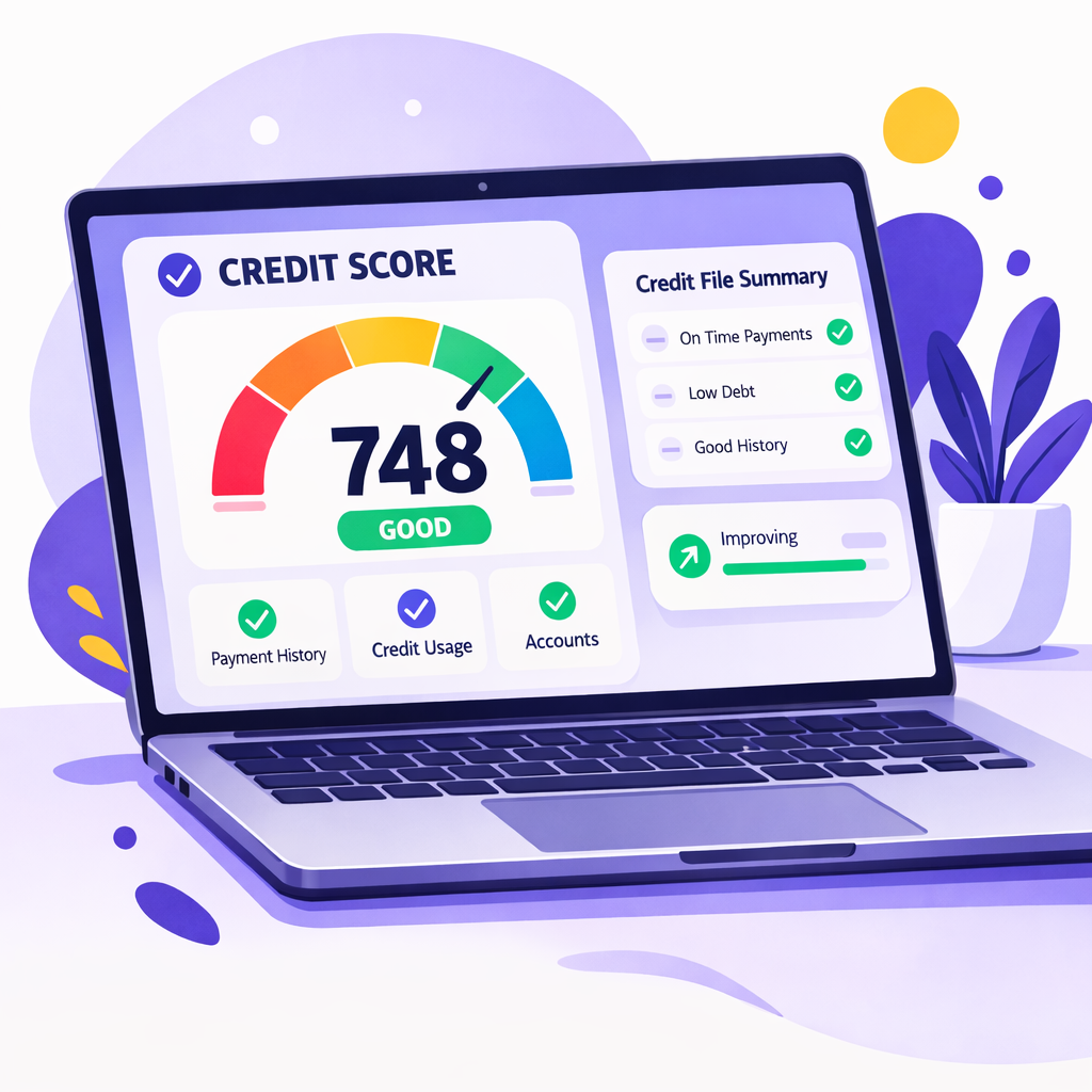 UK consumer reviewing credit score ranges and financial profile.
