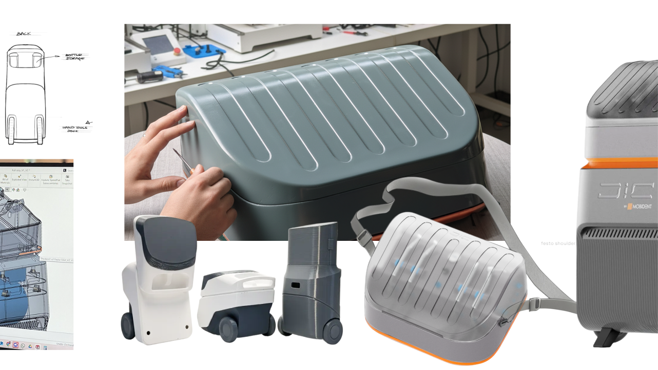 Engineering collage for a portable dental unit: pneumatics, housings and fit checks