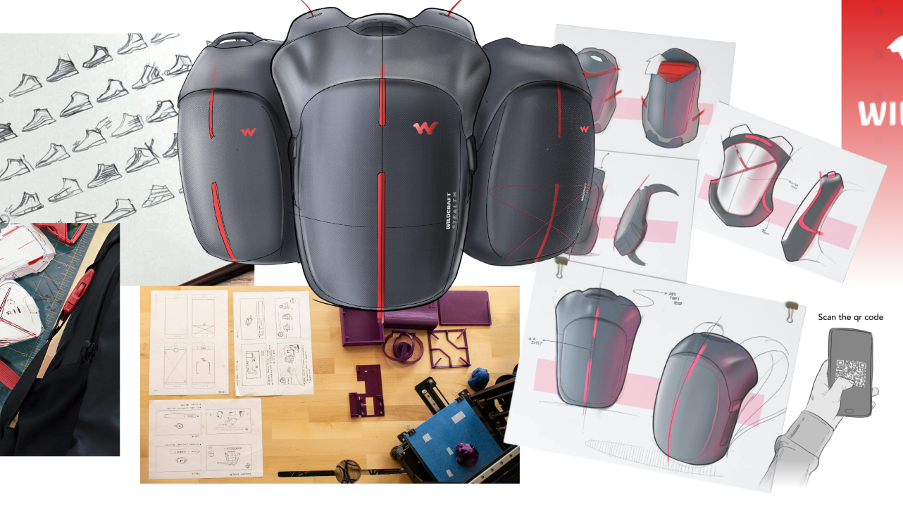 Backpack form studies, prototypes and technical notes