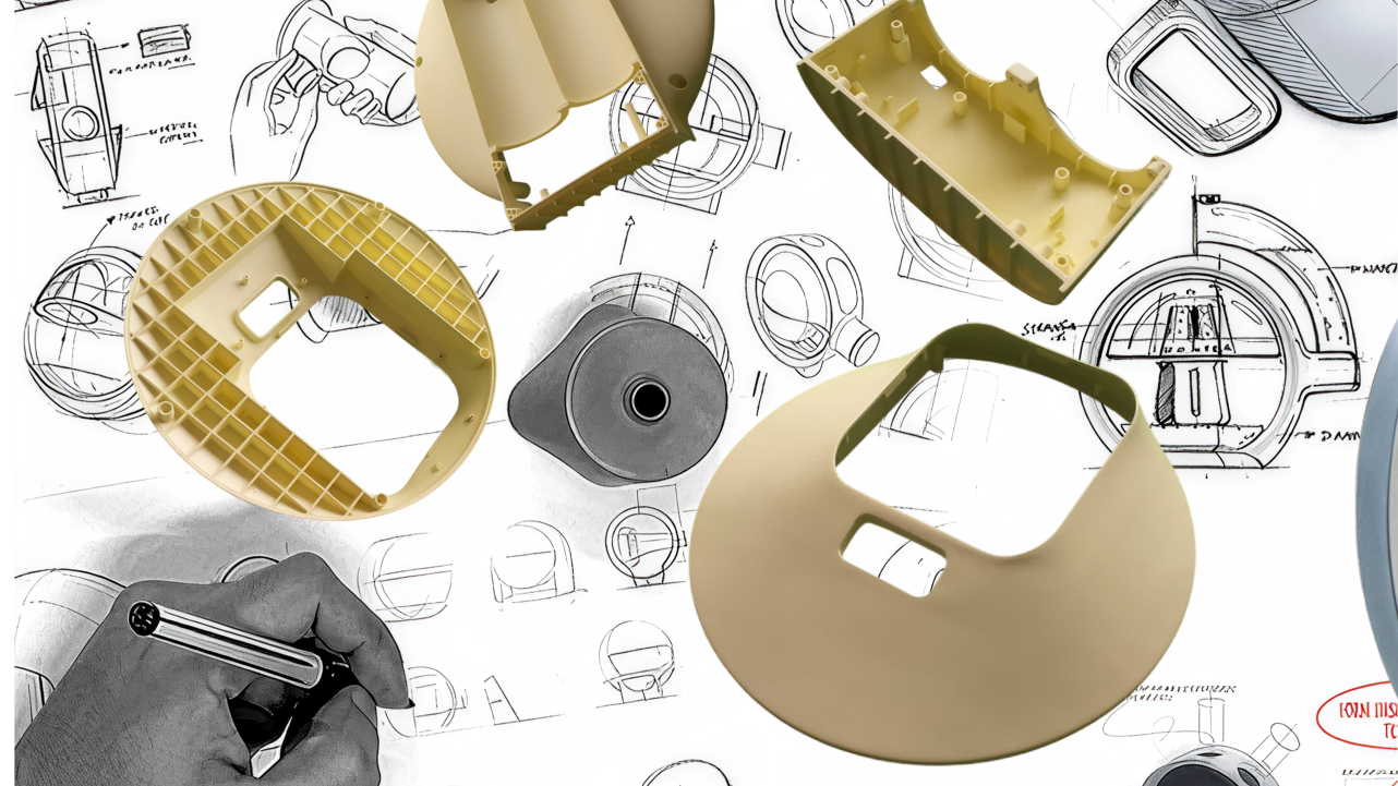 Exploded sketches of tea maker parts and mechanisms