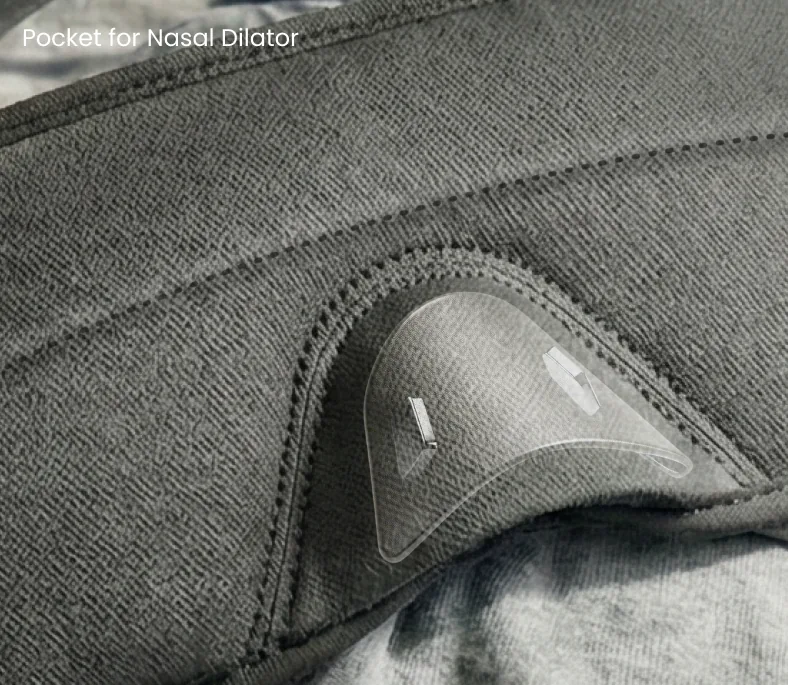 Close-up of the Sleepmaxxer sleep mask's integrated nasal dilator that opens the nasal passage for easier breathing