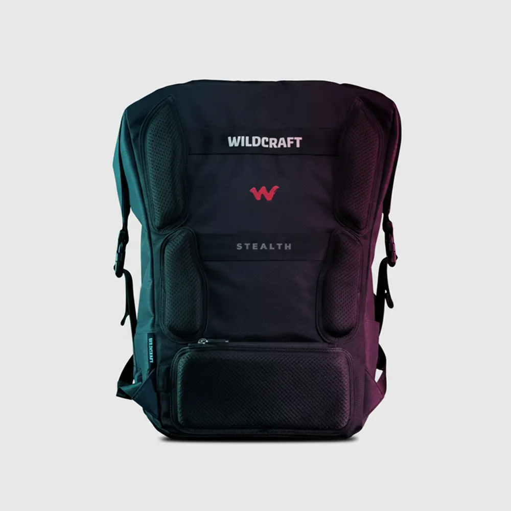 Dark Wildcraft backpack with a red logo