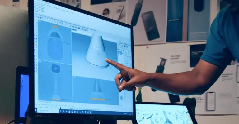 Designer Reviewing 3D CAD Model For Product Design