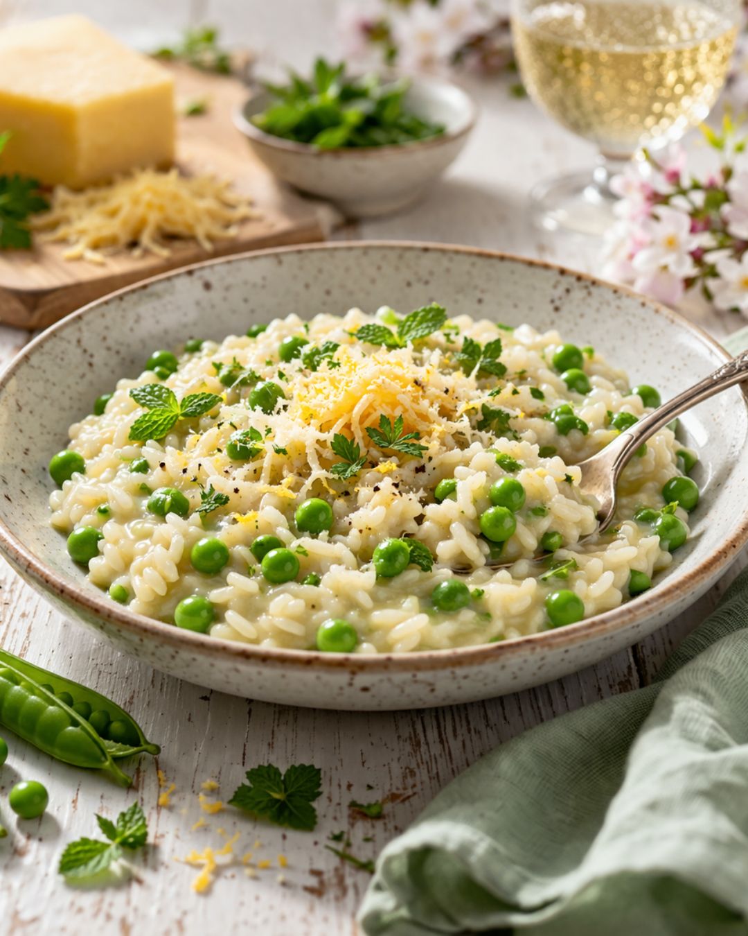 Spring pea and Croome cheese risotto
