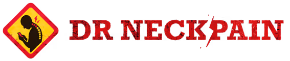 Logo with silhouette of a person holding neck in pain and text DR NECK PAIN.