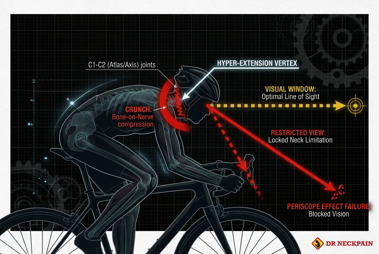 cycling neck pain road bike fit Shermers neck Singapore C1-C2 atlas axis joint bone on nerve compression treatment