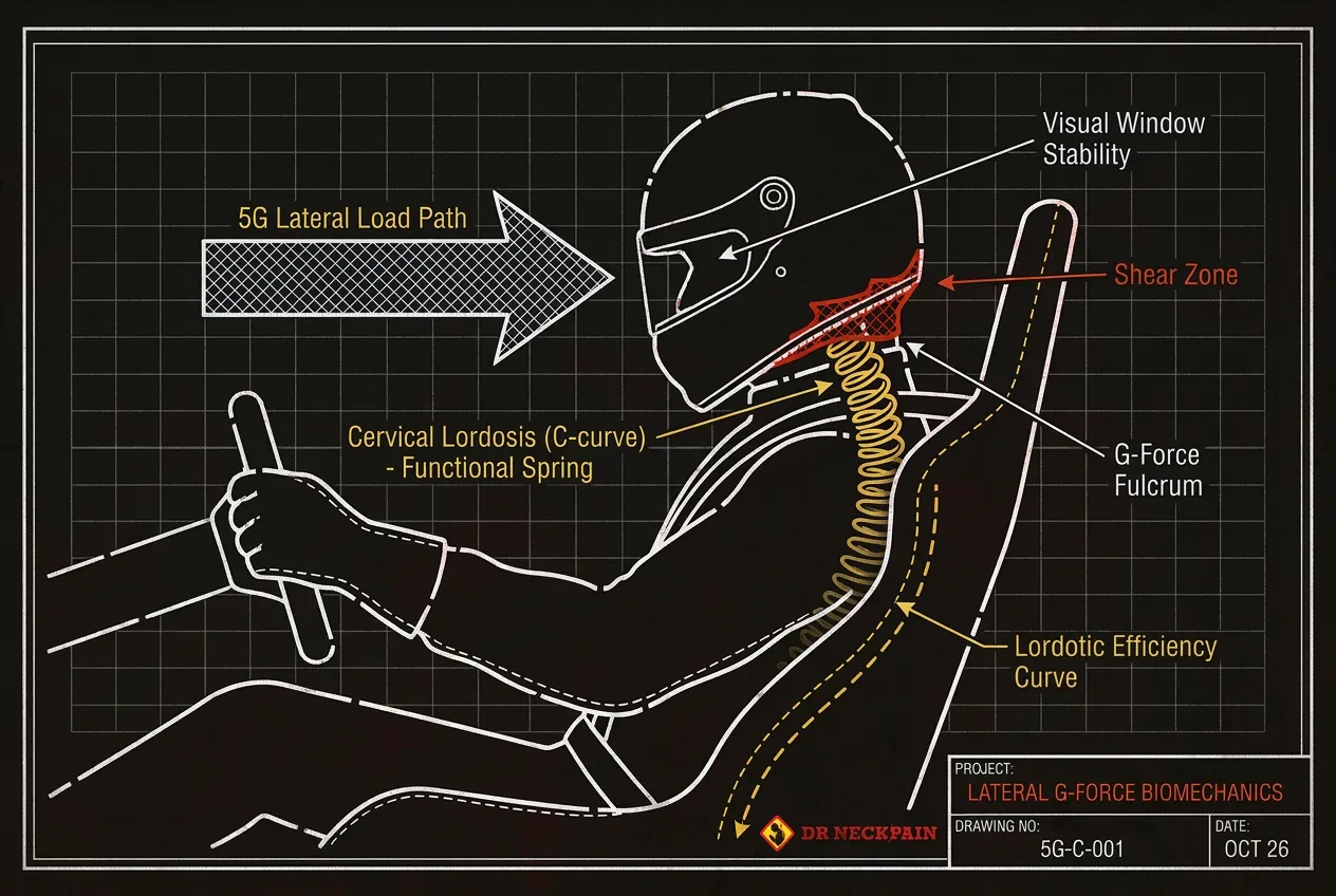 F1 neck injury treatment Singapore motorsport G-force neck pain specialist cervical lordosis stability assessment