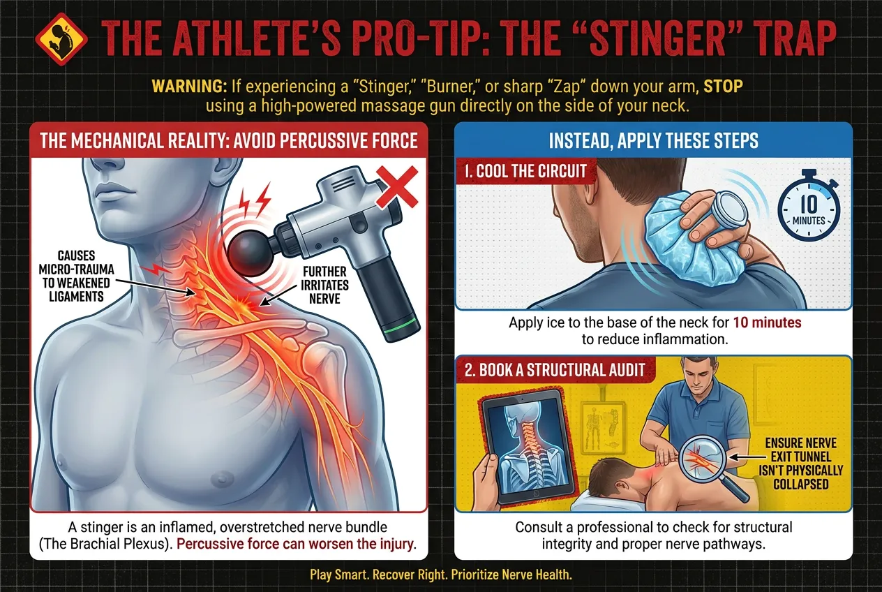 brachial plexus stinger injury massage gun warning neck sprain gym nerve root entrapment sports rehab Singapore clinic
