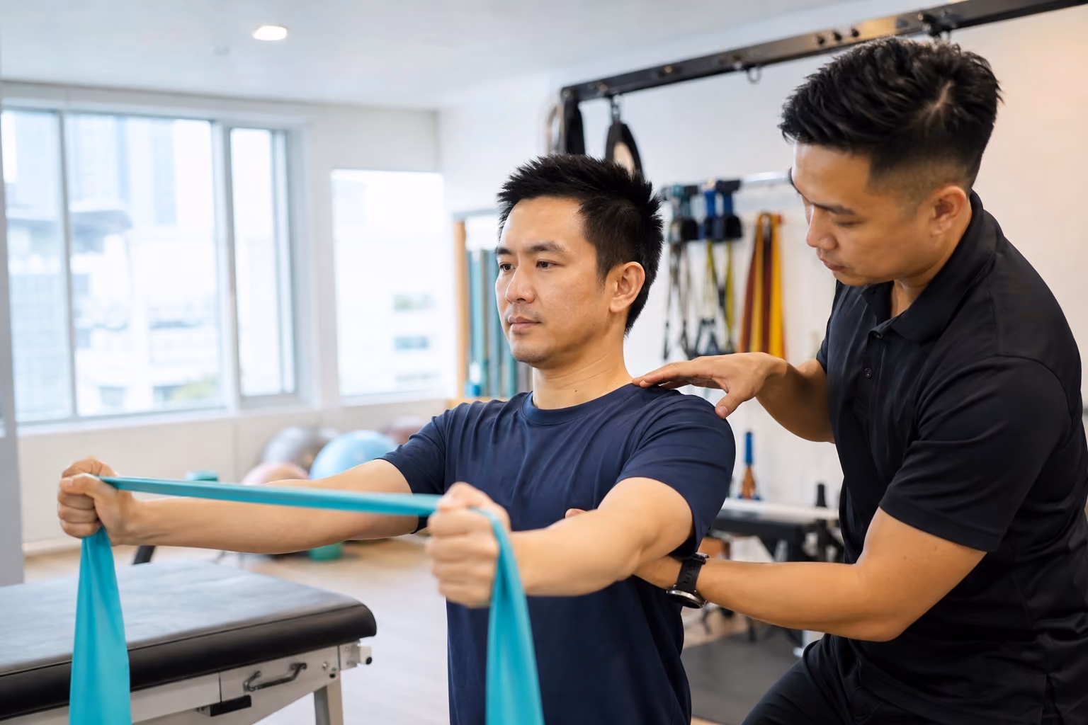 Neck physiotherapy exercise for posture and deep neck flexor strengthening in Singapore.