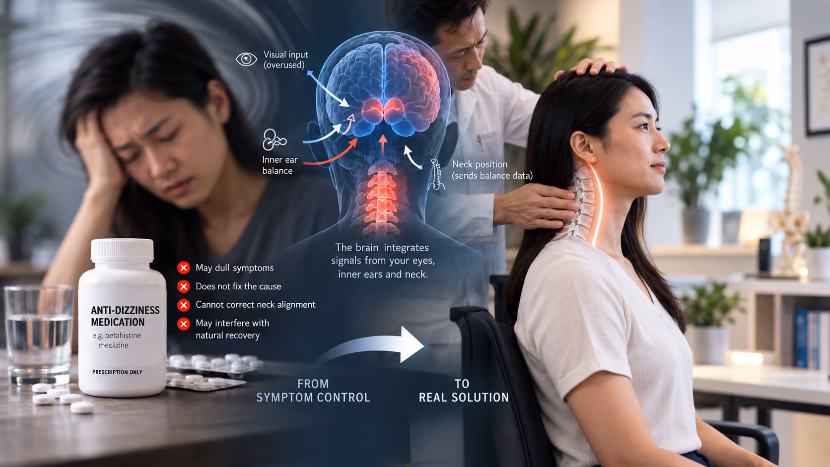 Cervicogenic dizziness: addressing the neck structure rather than masking the symptom with medication